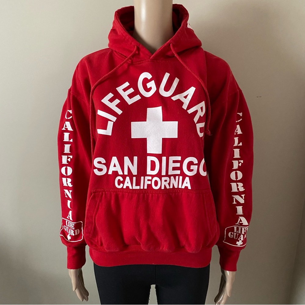 Lifeguard San Diego California Red Hoodie, women’s medium